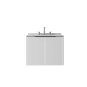 English Elm 24 Inch Floating Bathroom Vanity with Undermount Sink and Cultured Marble Top White Carrara White B2775S00078