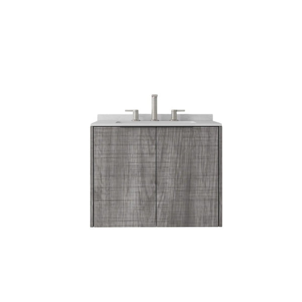 English Elm 24 Inch Floating Bathroom Vanity with Undermount Sink and Cultured Marble Top Grey - A Carrara White B2775S00080
