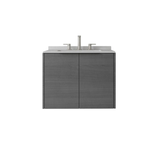 English Elm 24 Inch Floating Bathroom Vanity with Undermount Sink and Cultured Marble Top Grey Granite White B2775S00083