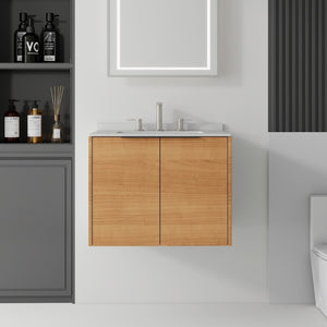 English Elm 24 Inch Floating Bathroom Vanity with Undermount Sink and Cultured Marble Top Oak Granite White B2775S00084