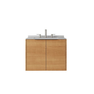 English Elm 24 Inch Floating Bathroom Vanity with Undermount Sink and Cultured Marble Top Oak Granite White B2775S00084