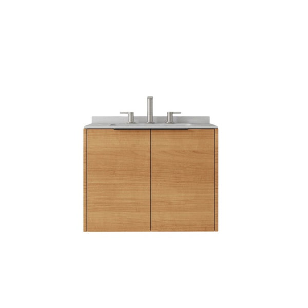 English Elm 24 Inch Floating Bathroom Vanity with Undermount Sink and Cultured Marble Top Oak Granite White B2775S00084