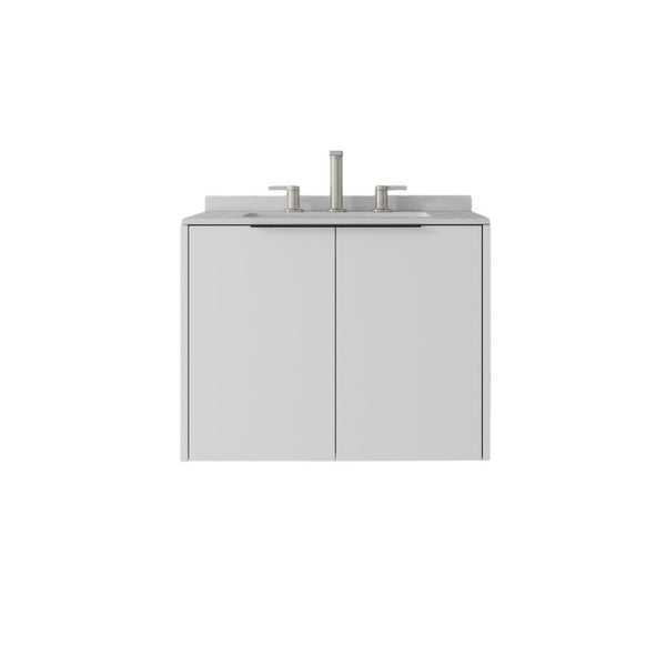 English Elm 24 Inch Floating Bathroom Vanity with Undermount Sink and Cultured Marble Top White Granite White B2775S00085