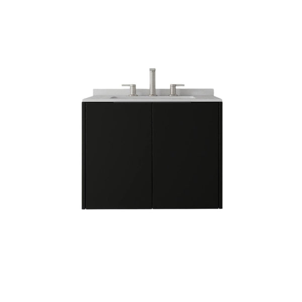 English Elm 24 Inch Floating Bathroom Vanity with Undermount Sink and Cultured Marble Top Black Granite White B2775S00086