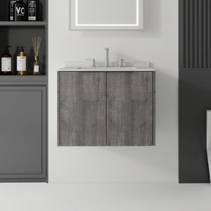 English Elm 24 Inch Floating Bathroom Vanity with Undermount Sink and Cultured Marble Top Grey - A Granite White B2775S00087