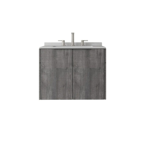 English Elm 24 Inch Floating Bathroom Vanity with Undermount Sink and Cultured Marble Top Grey - A Granite White B2775S00087