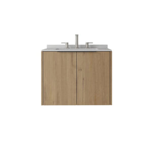 English Elm 24 Inch Floating Bathroom Vanity with Undermount Sink and Cultured Marble Top Oak - A Granite White B2775S00088