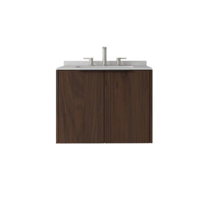 English Elm 24 Inch Floating Bathroom Vanity with Undermount Sink and Cultured Marble Top Brown Granite White B2775S00089