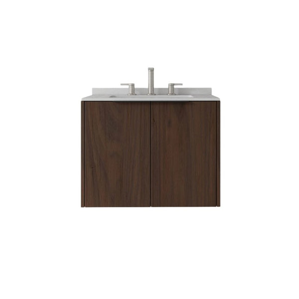 English Elm 24 Inch Floating Bathroom Vanity with Undermount Sink and Cultured Marble Top Brown Granite White B2775S00089
