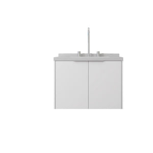 English Elm 24 Inch Floating Bathroom Vanity Undermount Sink Carrara Marble Soft Close Plywood B2775S00092