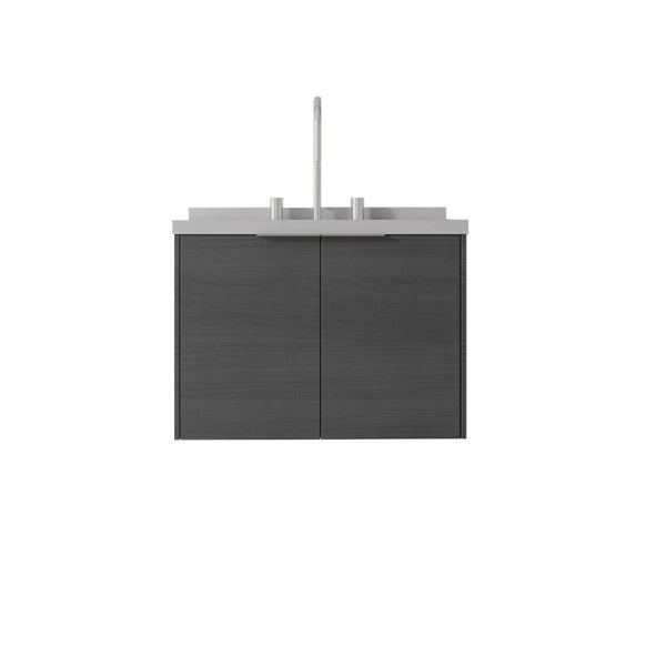 English Elm 24 Inch Floating Bathroom Vanity with Undermount Sink and Cultured Marble Top in Grey B2775S00097