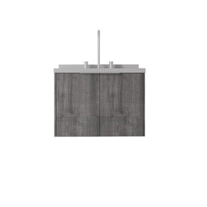 English Elm 24 Inch Floating Bathroom Vanity with Undermount Sink and Cultured Marble Grey Cabinet B2775S00101