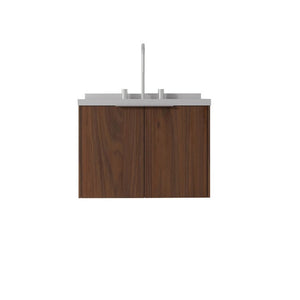 English Elm 24 Inch Wall Mounted Floating Vanity with Cultured Marble Sink and Soft Close Storage B2775S00103