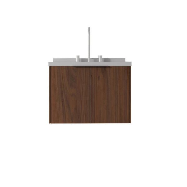 English Elm 24 Inch Wall Mounted Floating Vanity with Cultured Marble Sink and Soft Close Storage B2775S00103