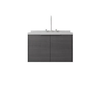English Elm 30 Inch Floating Bathroom Vanity with Marble Top Undermount Sink and Soft Close Door Grey Carrara White - A B2775S00118