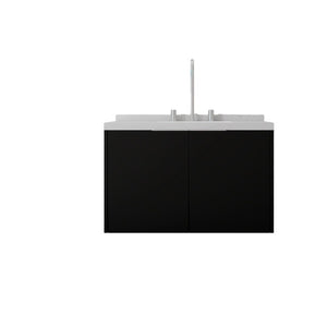 English Elm 30 Inch Floating Bathroom Vanity with Marble Top Undermount Sink and Soft Close Door Black Carrara White B2775S00121