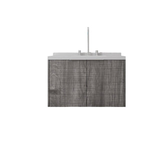 English Elm 30 Inch Floating Bathroom Vanity with Marble Top Undermount Sink and Soft Close Door Grey Carrara White - B B2775S00122