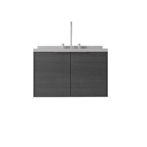 English Elm 30 Inch Floating Bathroom Vanity with Marble Top Undermount Sink and Soft Close Door Grey Granite White - A B2775S00125