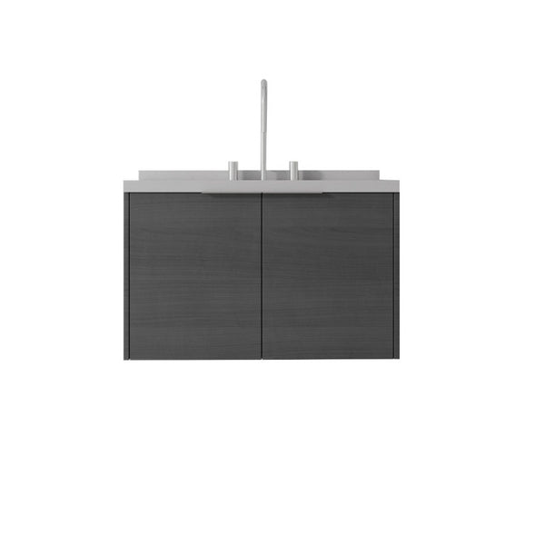 English Elm 30 Inch Floating Bathroom Vanity with Marble Top Undermount Sink and Soft Close Door Grey Granite White - A B2775S00125