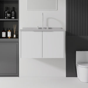 English Elm 30 Inch Floating Bathroom Vanity with Marble Top Undermount Sink and Soft Close Door White Granite White B2775S00127