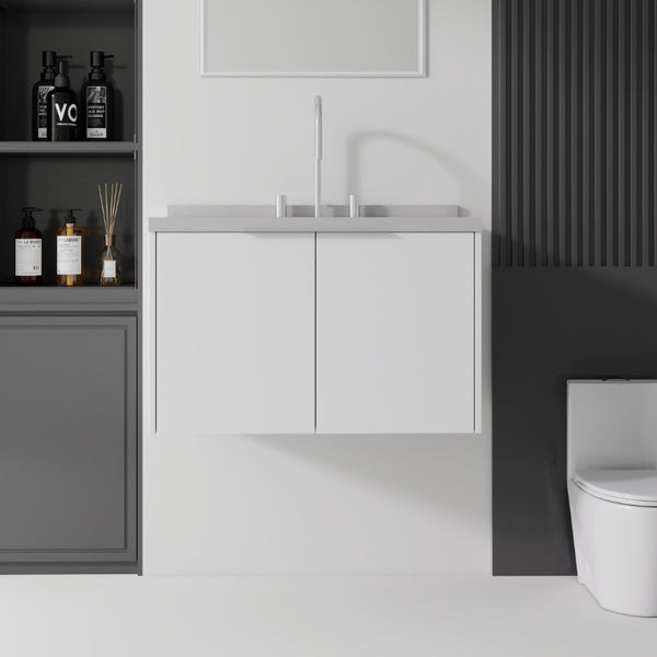 English Elm 30 Inch Floating Bathroom Vanity with Marble Top Undermount Sink and Soft Close Door White Granite White B2775S00127