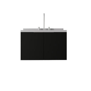 English Elm 30 Inch Floating Bathroom Vanity with Marble Top Undermount Sink and Soft Close Door Black Granite White B2775S00128