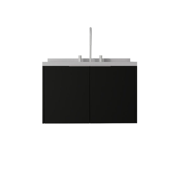 English Elm 30 Inch Floating Bathroom Vanity with Marble Top Undermount Sink and Soft Close Door Black Granite White B2775S00128