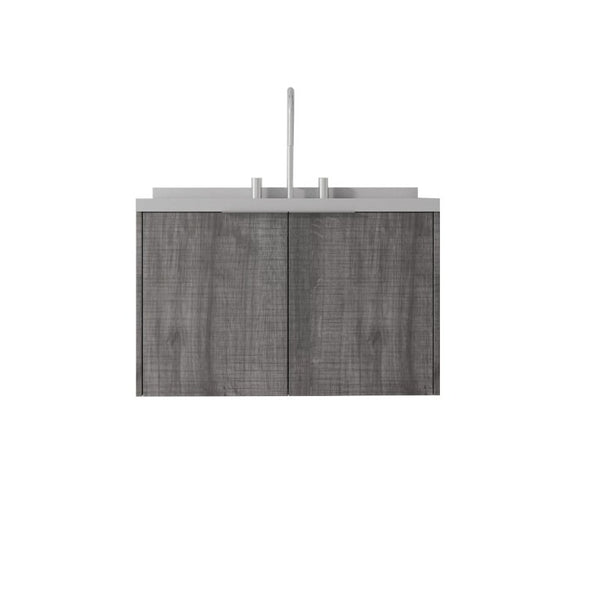 English Elm 30 Inch Floating Bathroom Vanity with Marble Top Undermount Sink and Soft Close Door Grey Granite White - B B2775S00129