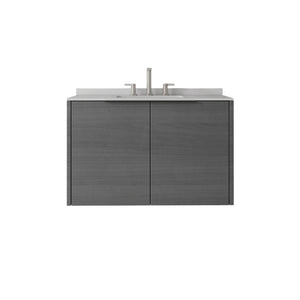 English Elm 36 Inch Floating Bathroom Vanity Grey Cabinet Cultured Marble Top Undermount Sink B2775S00139