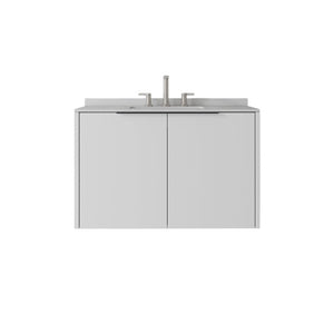 English Elm 36 Inch Floating Bathroom Vanity Plywood Cabinet Cultured Marble Top Undermount Sink B2775S00141