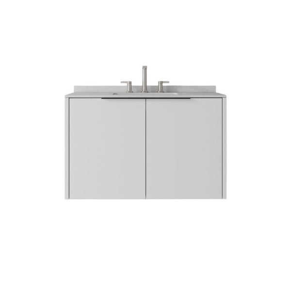 English Elm 36 Inch Floating Bathroom Vanity Plywood Cabinet Cultured Marble Top Undermount Sink B2775S00141