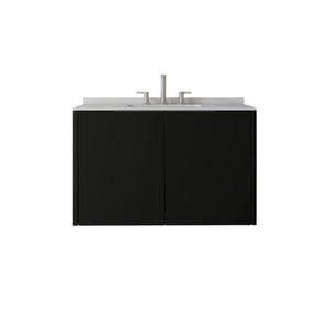 English Elm 36 Inch Floating Bathroom Vanity Matte Black Cabinet Cultured Marble Sink Top Included B2775S00142
