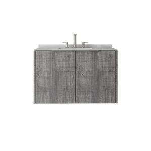 English Elm 36 Inch Floating Vanity Wall Mounted Grey Cabinet Cultured Marble Top Undermount Sink B2775S00143