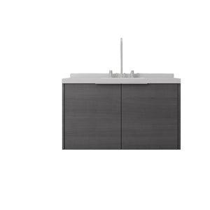 English Elm 36 Inch Wall Mounted Bathroom Vanity with Integrated Sink and Marble Cultured Countertop Grey Carrara White B2775S00146