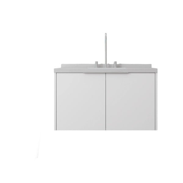 English Elm 36 Inch Wall Mounted Bathroom Vanity with Integrated Sink and Marble Cultured Countertop White Carrara White B2775S00148