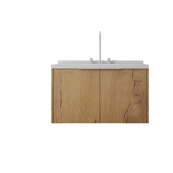 English Elm 36 Inch Wall Mounted Bathroom Vanity with Integrated Sink and Marble Cultured Countertop Oak - B Carrara White B2775S00151