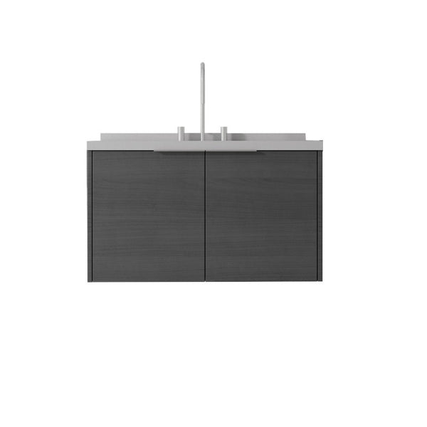 English Elm 36 Inch Wall Mounted Bathroom Vanity with Integrated Sink and Marble Cultured Countertop Grey Granite White B2775S00153