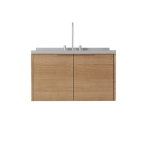 English Elm 36 Inch Wall Mounted Bathroom Vanity with Integrated Sink and Marble Cultured Countertop Oak Granite White B2775S00154