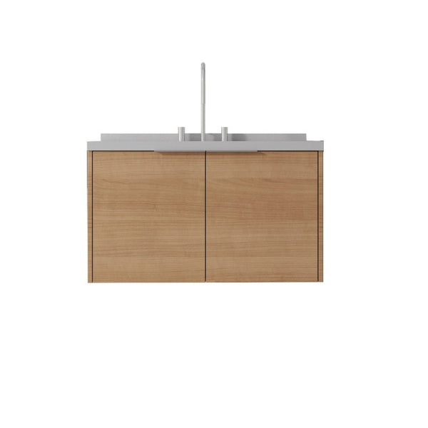 English Elm 36 Inch Wall Mounted Bathroom Vanity with Integrated Sink and Marble Cultured Countertop Oak Granite White B2775S00154