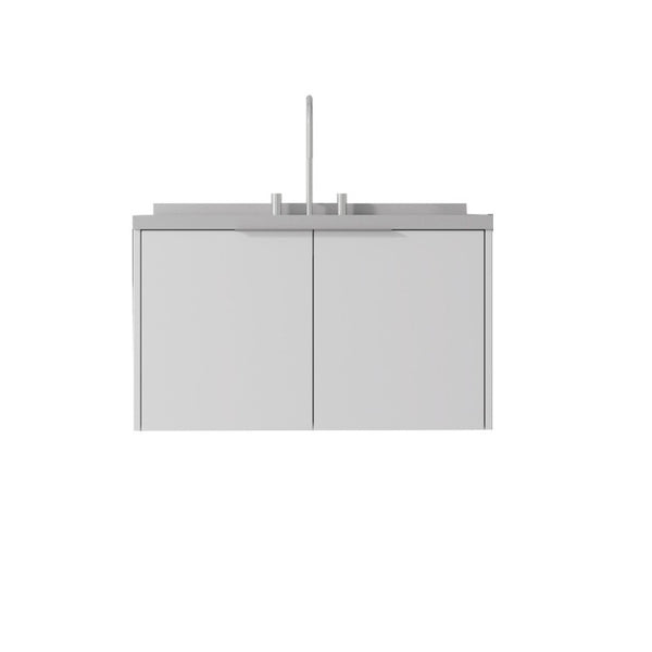 English Elm 36 Inch Wall Mounted Bathroom Vanity with Integrated Sink and Marble Cultured Countertop White Granite White B2775S00155