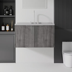 English Elm 36 Inch Wall Mounted Bathroom Vanity with Integrated Sink and Marble Cultured Countertop Grey - B Granite White B2775S00157