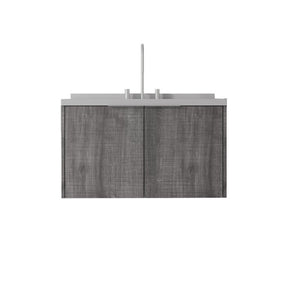 English Elm 36 Inch Wall Mounted Bathroom Vanity with Integrated Sink and Marble Cultured Countertop Grey - B Granite White B2775S00157