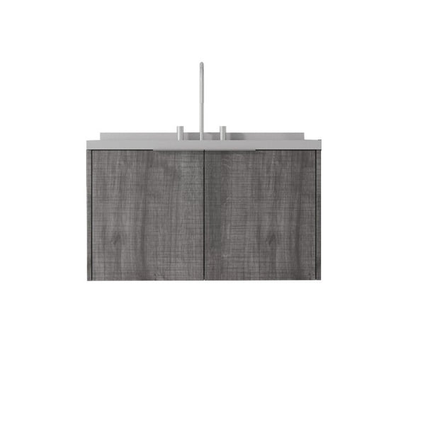 English Elm 36 Inch Wall Mounted Bathroom Vanity with Integrated Sink and Marble Cultured Countertop Grey - B Granite White B2775S00157