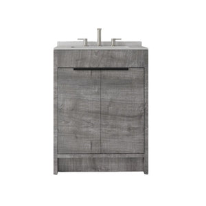 English Elm 24 Inch Freestanding Bathroom Vanity with Cultured Marble Top Soft Close Door Storage Grey Granite White B2775S00163