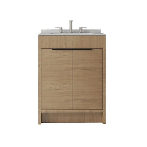 English Elm 24 Inch Freestanding Bathroom Vanity with Cultured Marble Top Soft Close Door Storage Oak Granite White B2775S00164