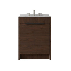 English Elm 24 Inch Freestanding Bathroom Vanity with Cultured Marble Top Soft Close Door Storage Brown Granite White B2775S00165