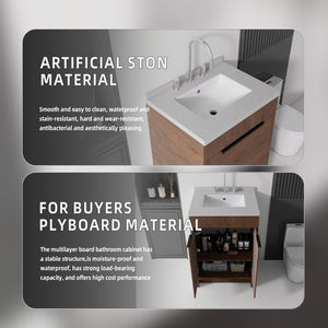 English Elm 24 Inch Freestanding Bathroom Vanity Plywood Cabinet Cultured Marble Sink Top Brown Granite White B2775S00171