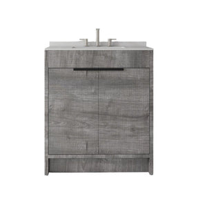 English Elm 30 Inch Freestanding Bathroom Vanity Plywood Cabinet Soft Close Cultured Marble Top Grey Granite White B2775S00175