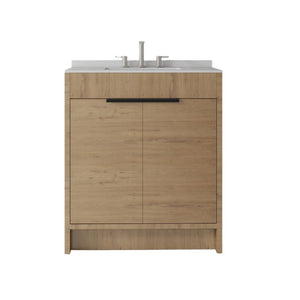 English Elm 30 Inch Freestanding Bathroom Vanity Plywood Cabinet Soft Close Cultured Marble Top Oak Granite White B2775S00176