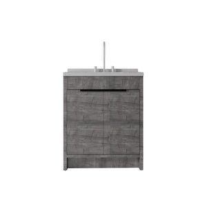 English Elm 30 Inch Bathroom Vanity with Cultured Marble Top Undermount Sink and Soft Close Door Grey Granite White B2775S00181